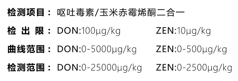 嘔吐毒素和玉米赤霉烯酮二合一檢測(cè)卡檢測(cè)參數(shù)